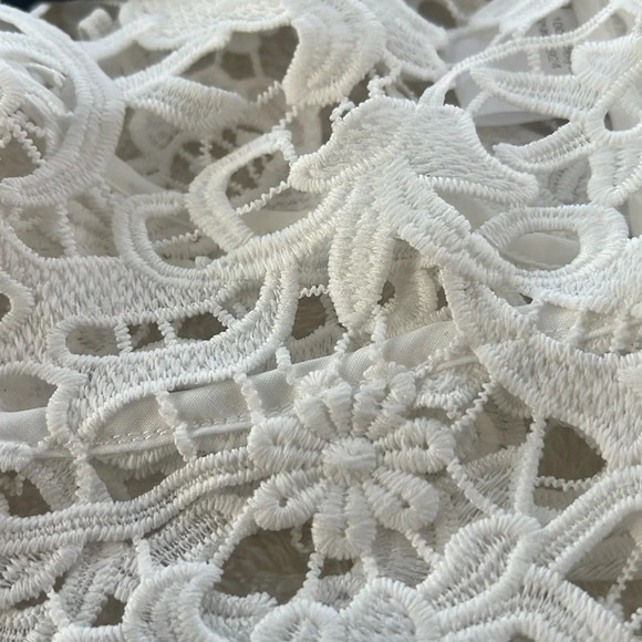 Ming Wang Sz S magnificent openwork white/black trim lace jacket Heritage lovely - Picture 12 of 15